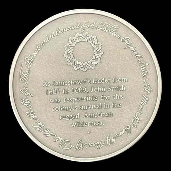 Vintage Medal History of Colonial America Pewter Coin John Smit - Picture 2 of 3